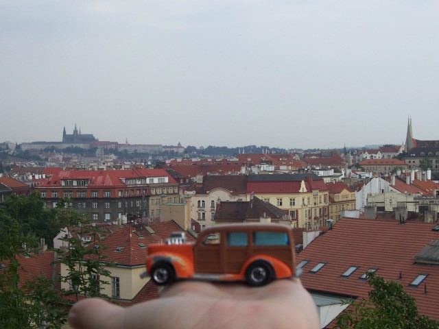 Woodie - Czech - at Vysehrad with Prague Castle in the backround